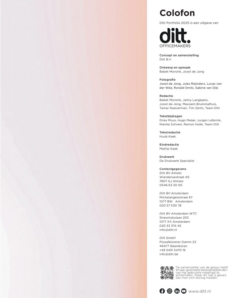 Portfolio colofon Ditt. Officemakers portfolio 2024/2025